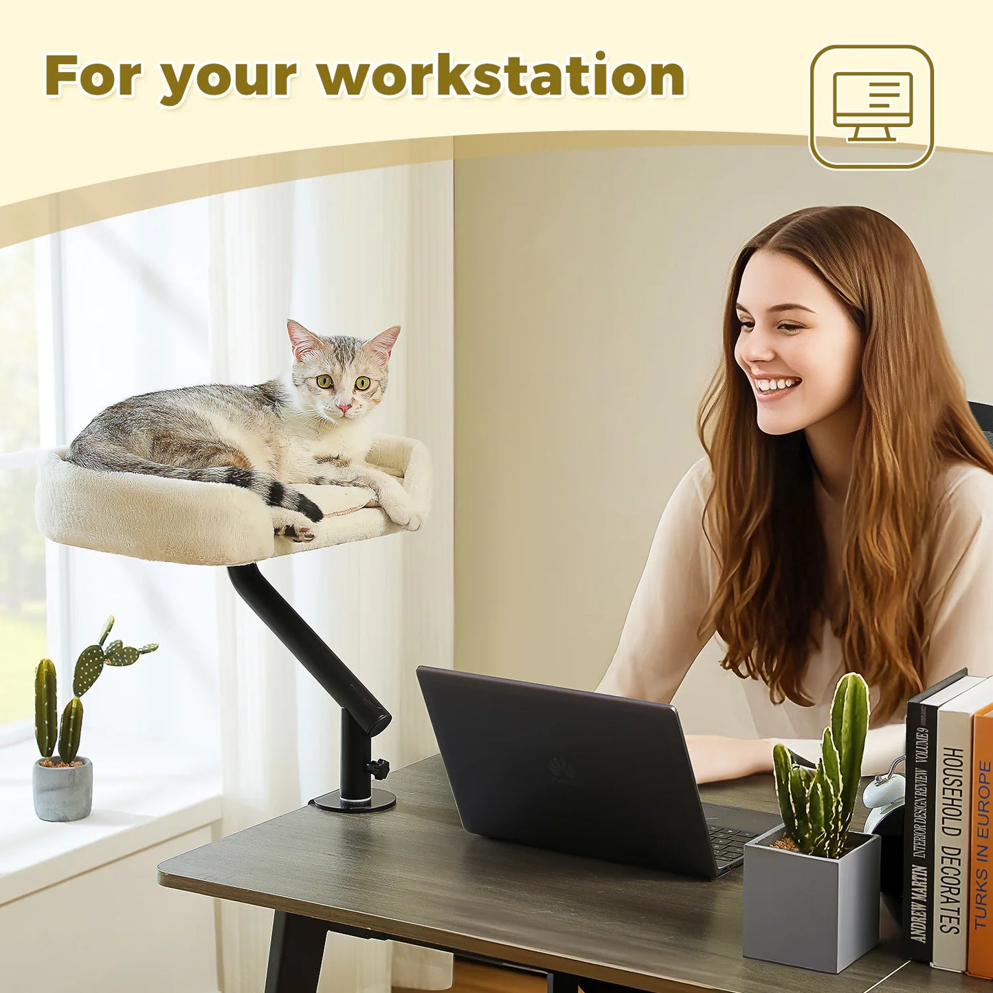 PAWZ Road Cat Desk Bed Rotatable Hammock Stand Indoor Cats