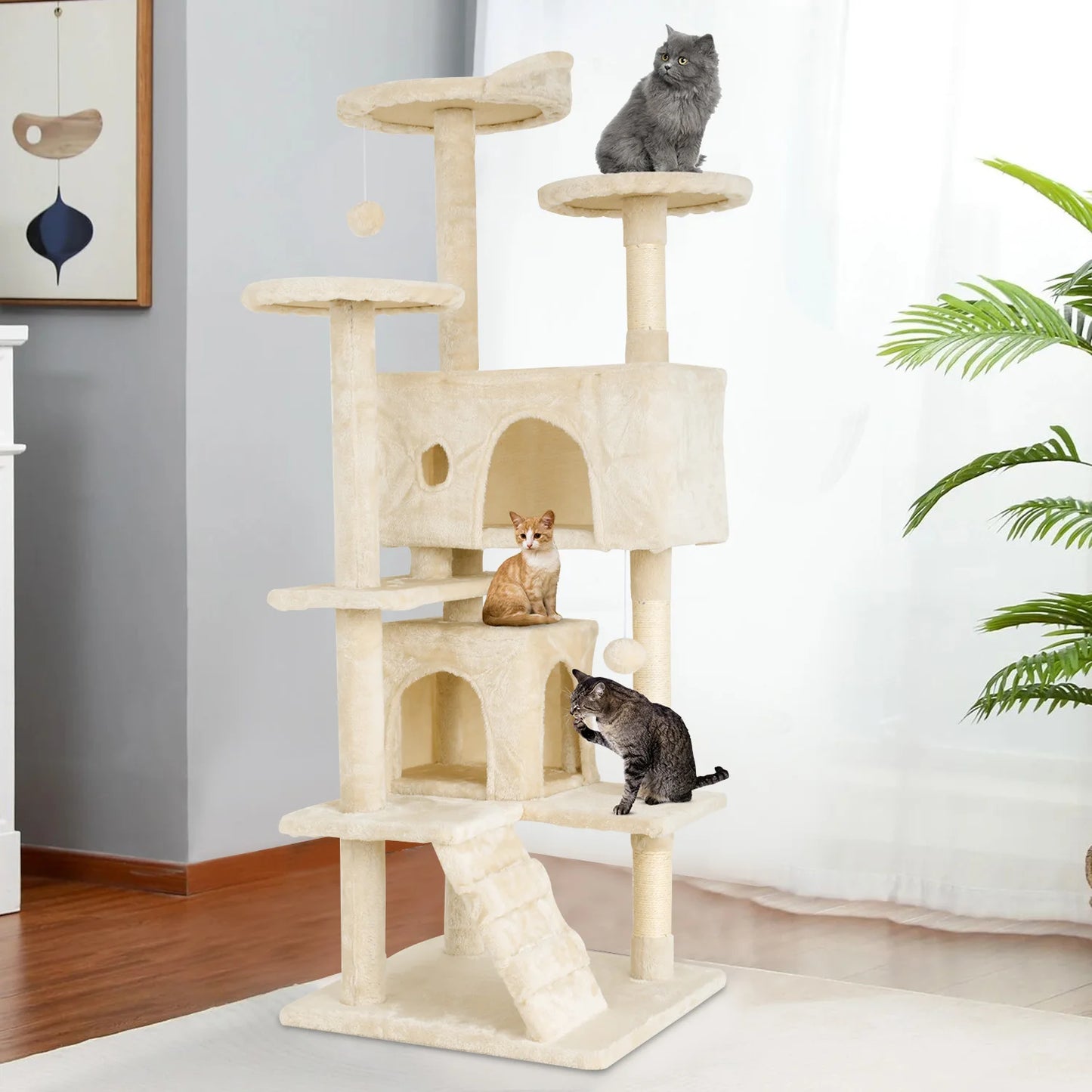 Four Tier Cat Tree Tower With Sisal Scratching Posts