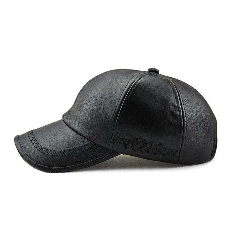 Unisex PU Leather Baseball Cap Outdoor Adjustable Sun Hat