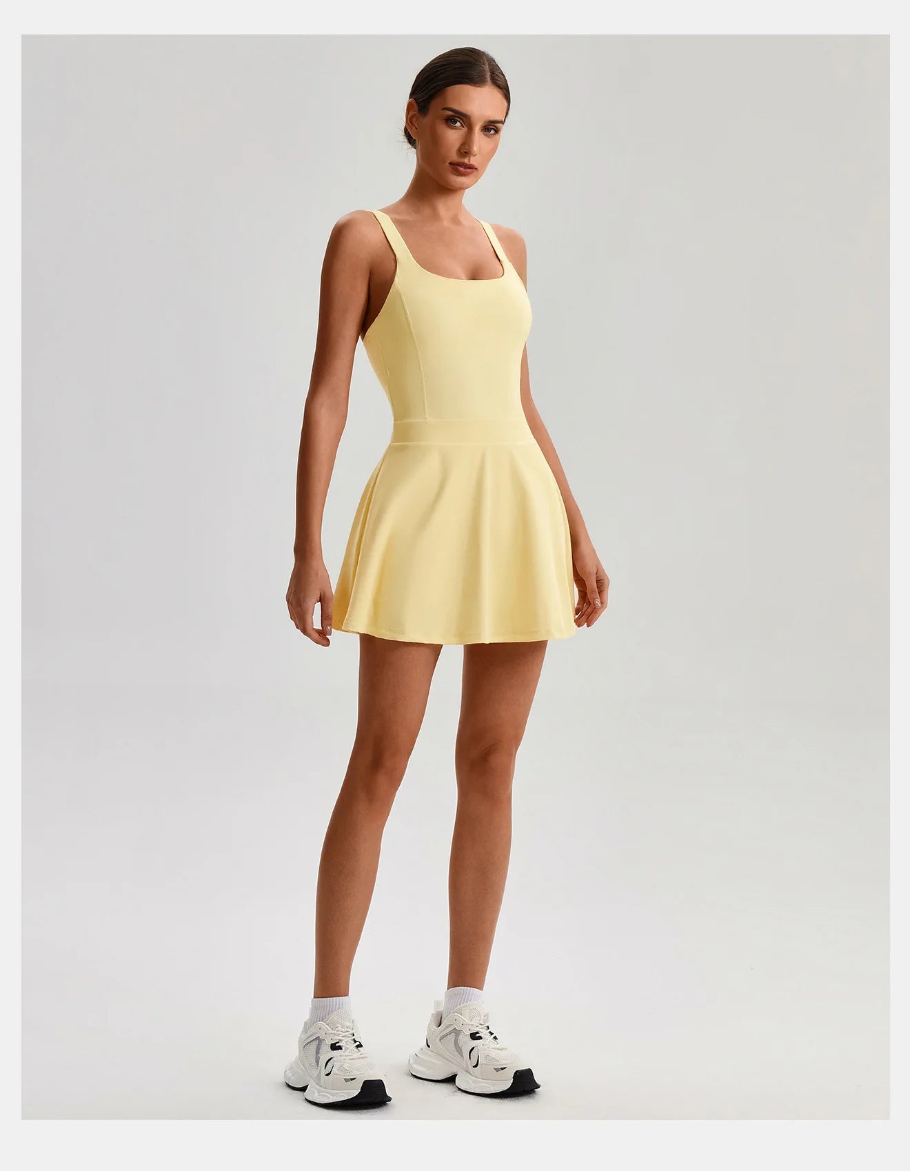 Women's Tennis Skirt Set With Pocket Culottes Crossed Back Gym Bra