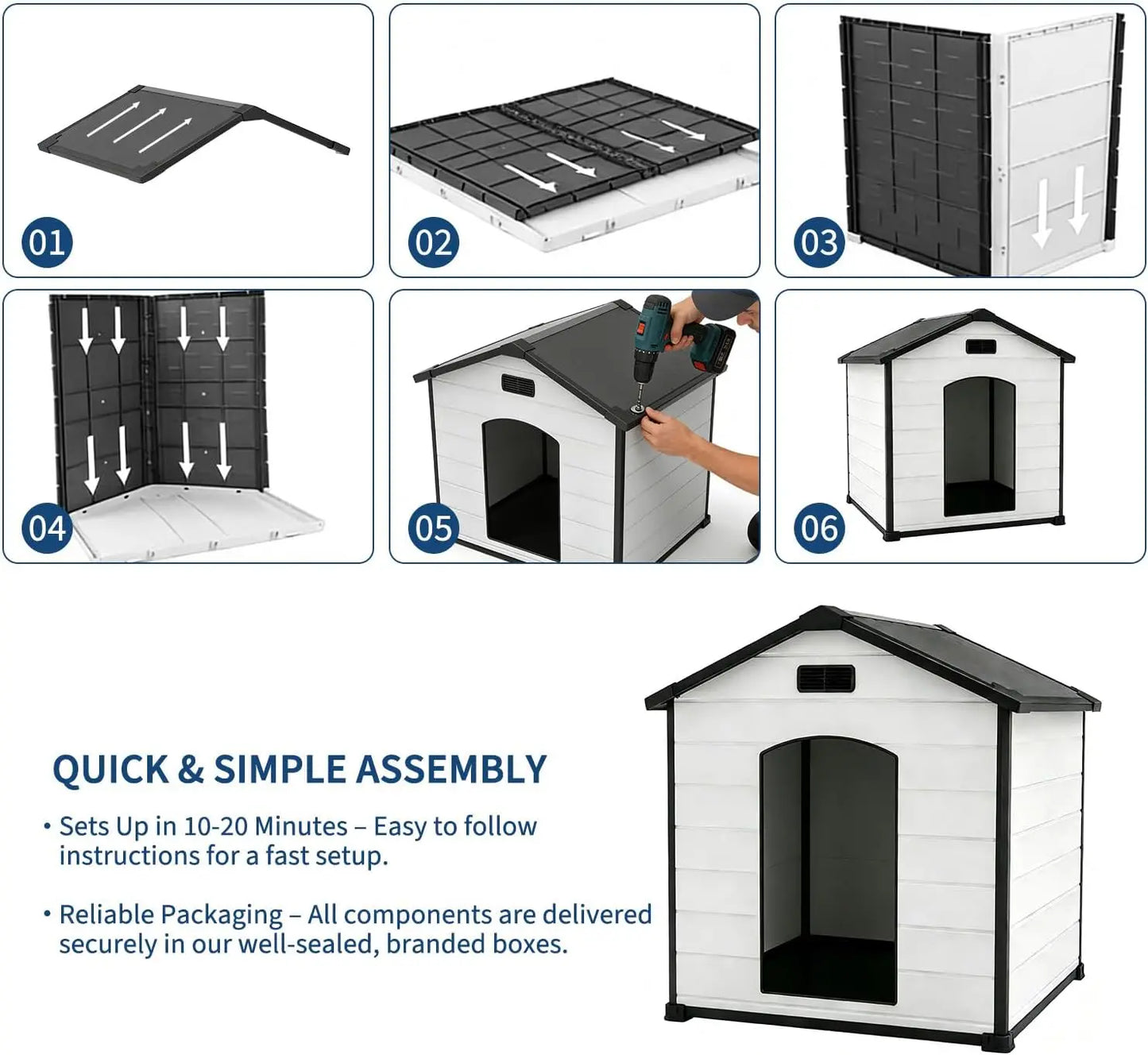 HiMISS Waterproof Indoor Outdoor Dog House With Removable Roof