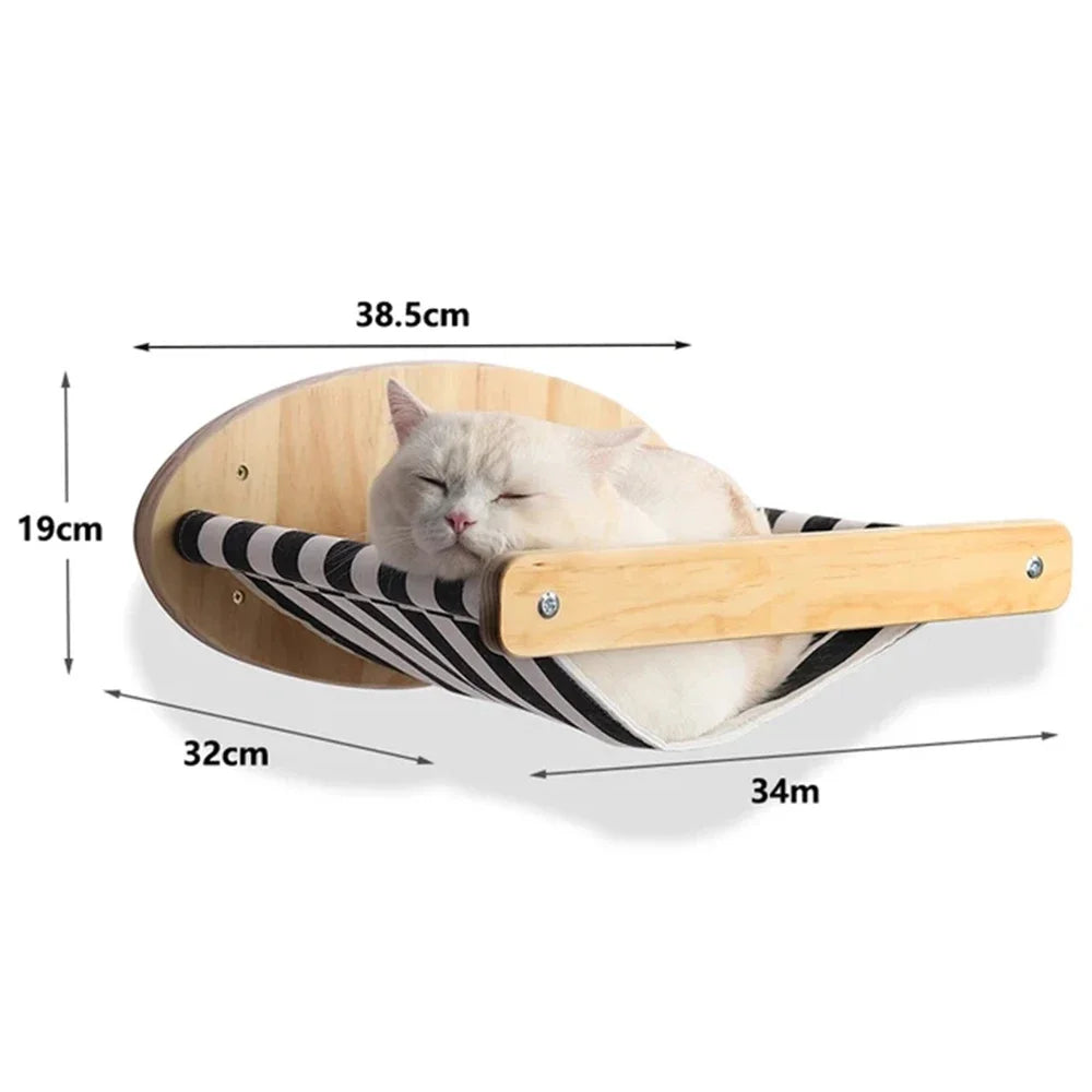 Qlfyuu Wooden Cat Climbing Shelf Wall Mounted Scratching Post
