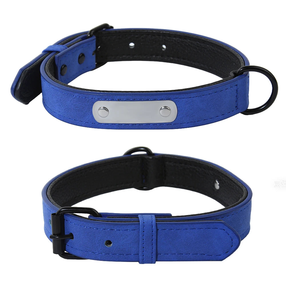 zPetsDating Leather Dog Collar And Leash Set Personalized