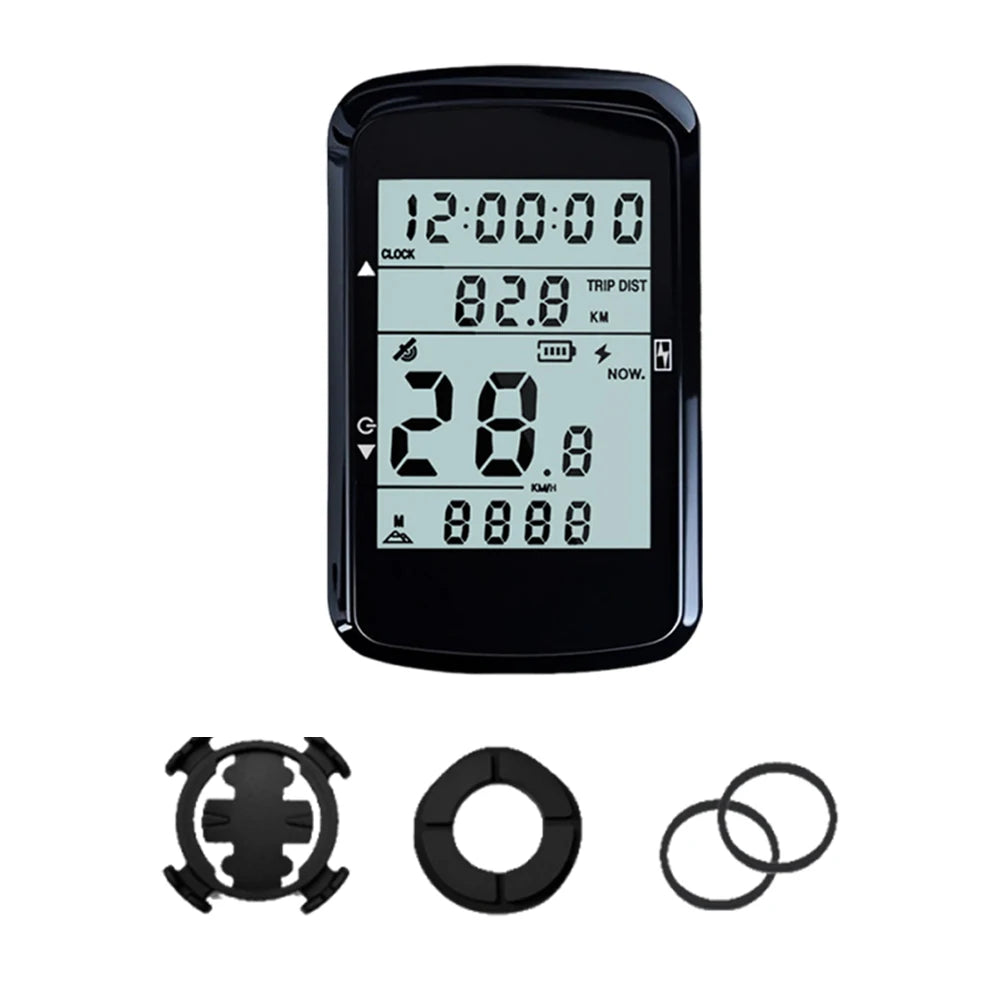 Wireless Bicycle Computer 2.4 Inch Screen GPS Bike Speedometer with Backlight Digital Stopwatch Rechargeable for Outdoor Cycling