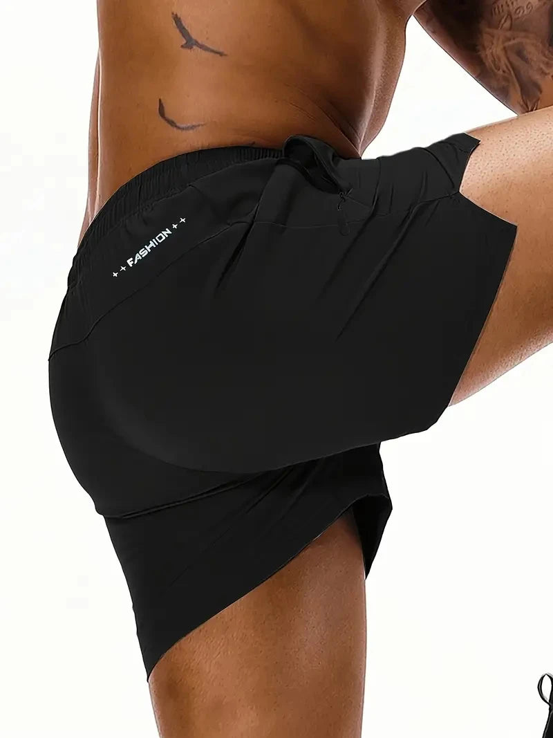 Men's Beach Shorts Elastic Waist Pockets Polyester Casual