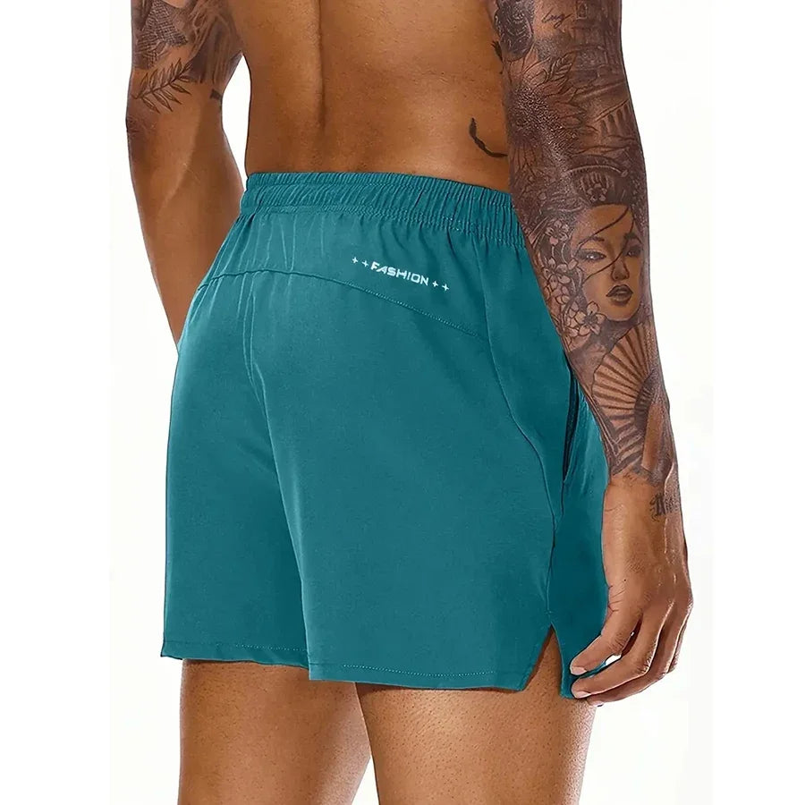 Men's Beach Shorts Elastic Waist Pockets Polyester Casual