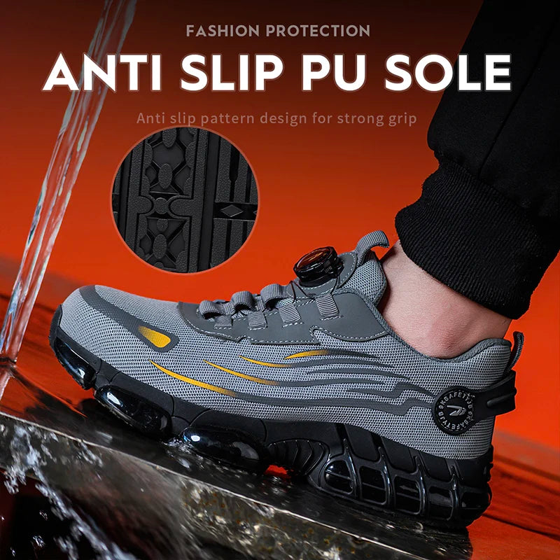 Breathable Lace-Free Soft Sole Anti-Puncture Work Shoes