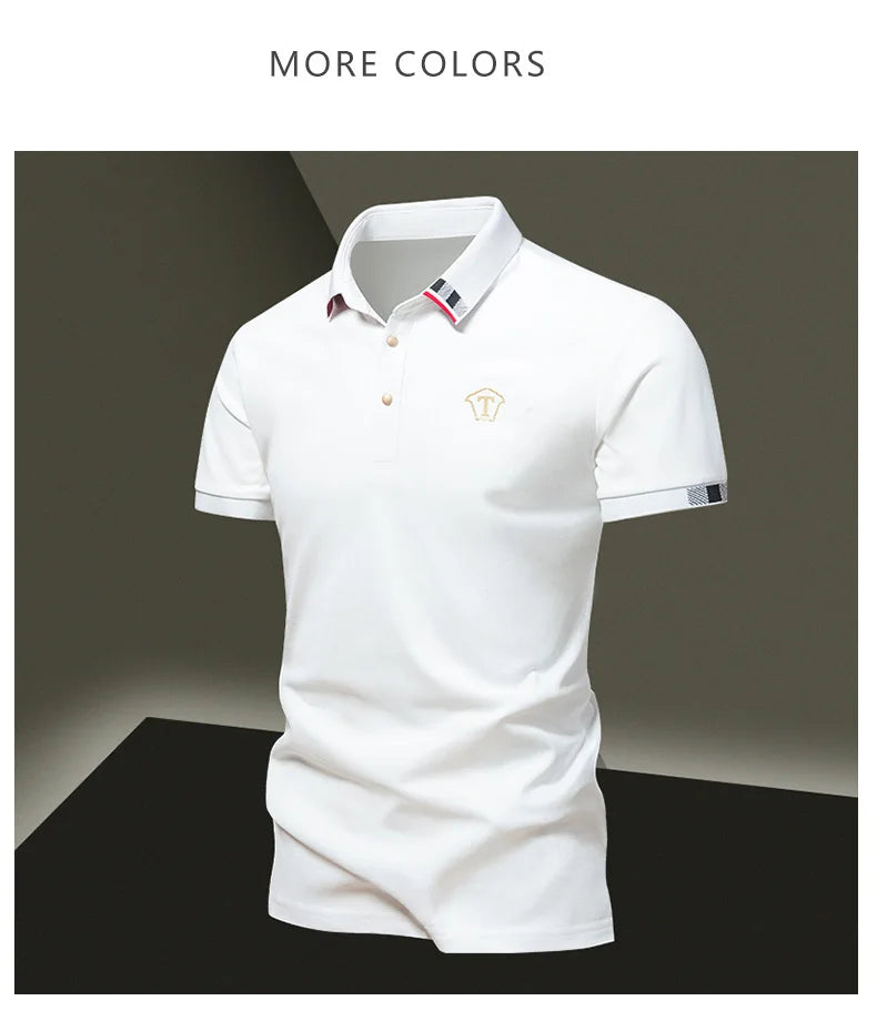Lane JT Mens Pure Cotton Short Sleeve Polo Shirt Lapel