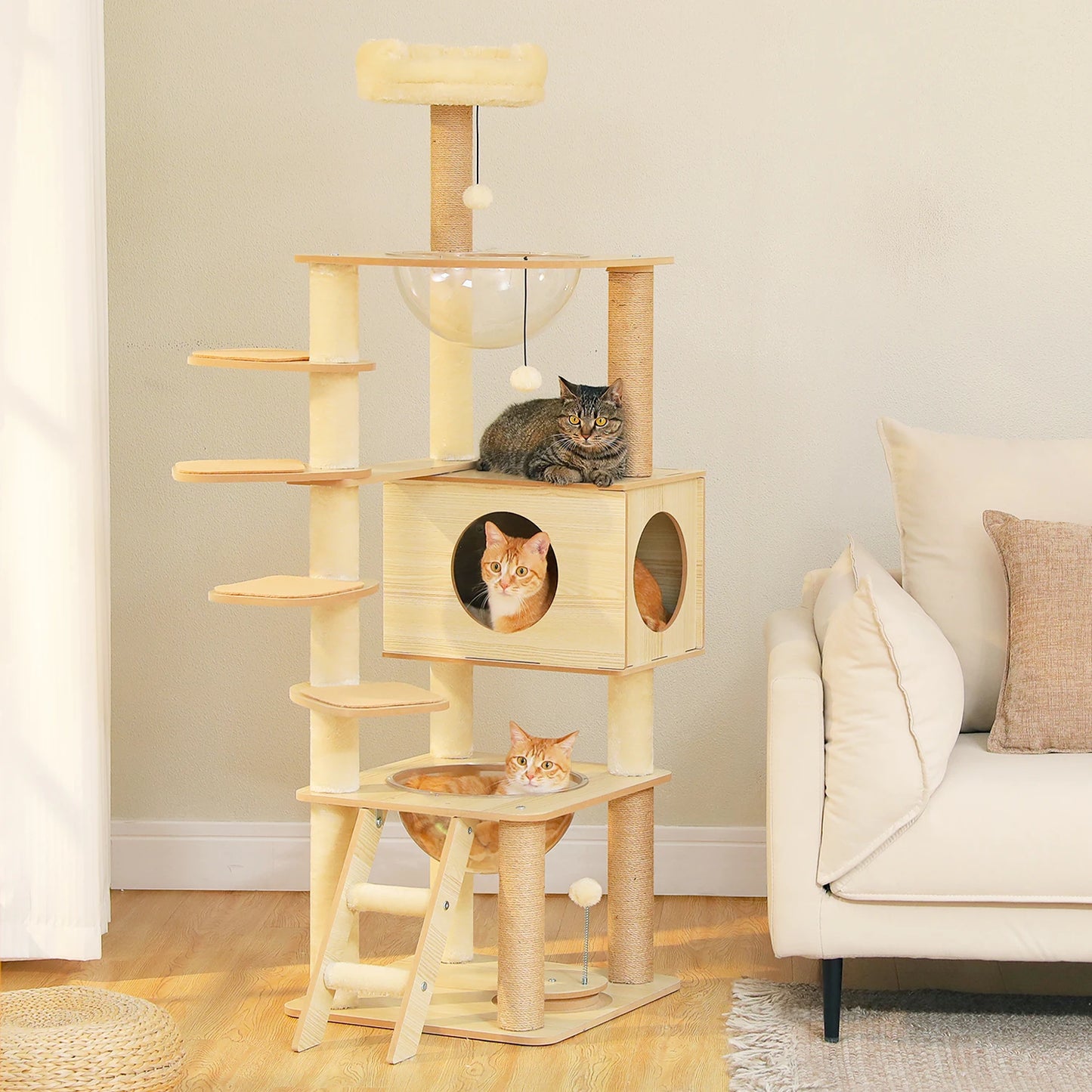 PAWZ Road Multi-Level Wood Cat Tree With Scratching Posts