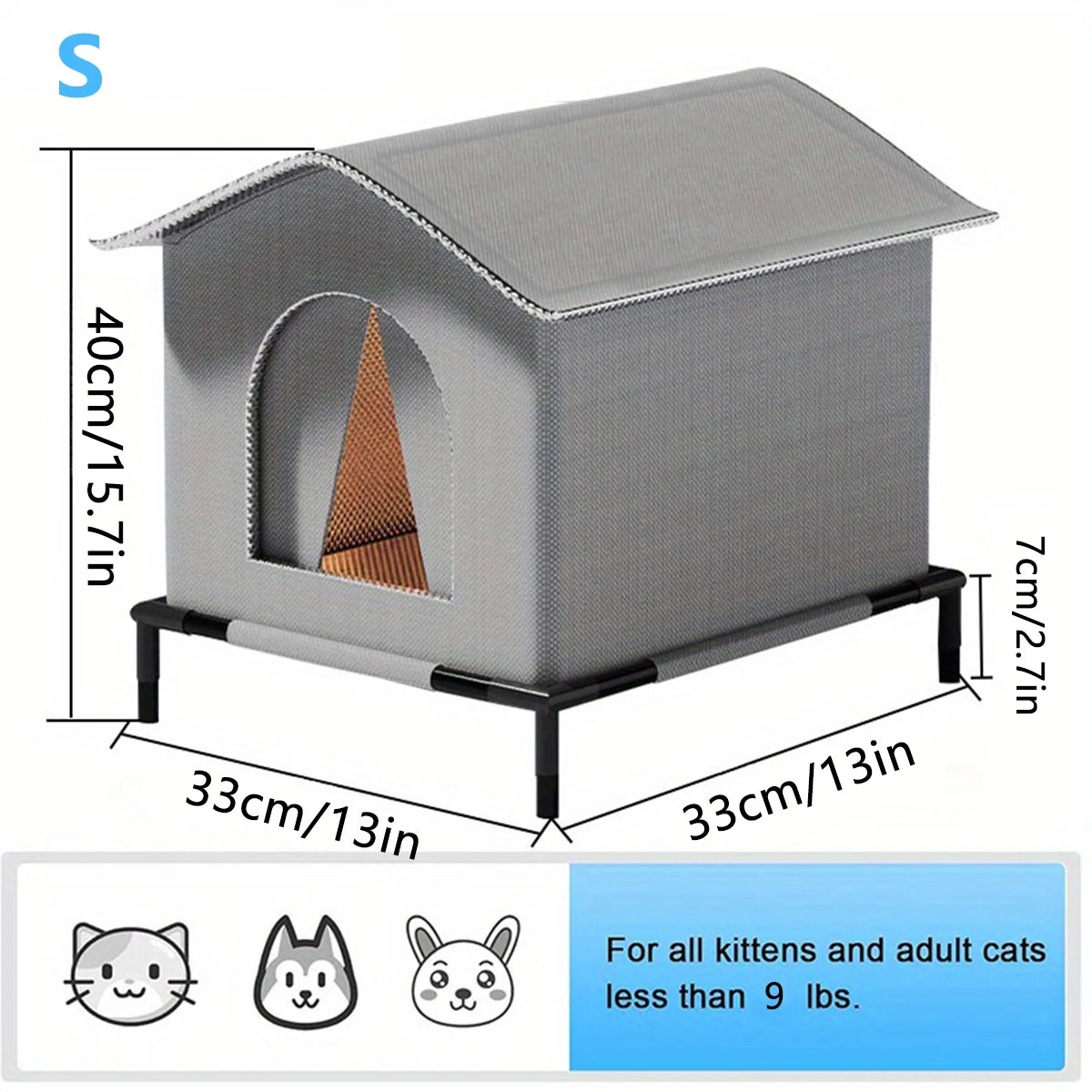 CWV Outdoor Cat House With Mat Waterproof Shelter For Cats