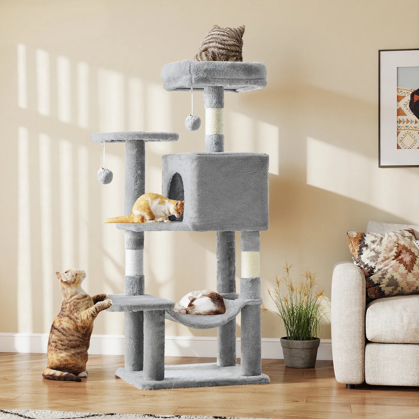 JHK Four Tier Cat Tree Indoor Multi Cat Climbing Tower