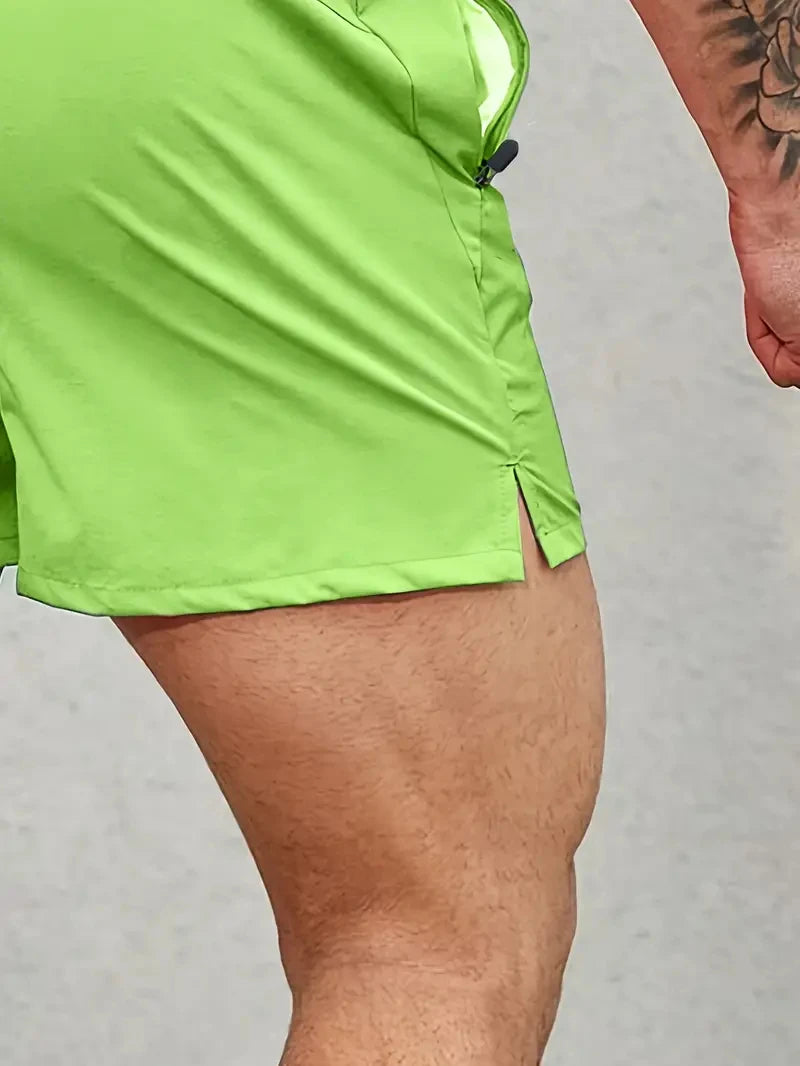Men's Beach Shorts Elastic Waist Pockets Polyester Casual