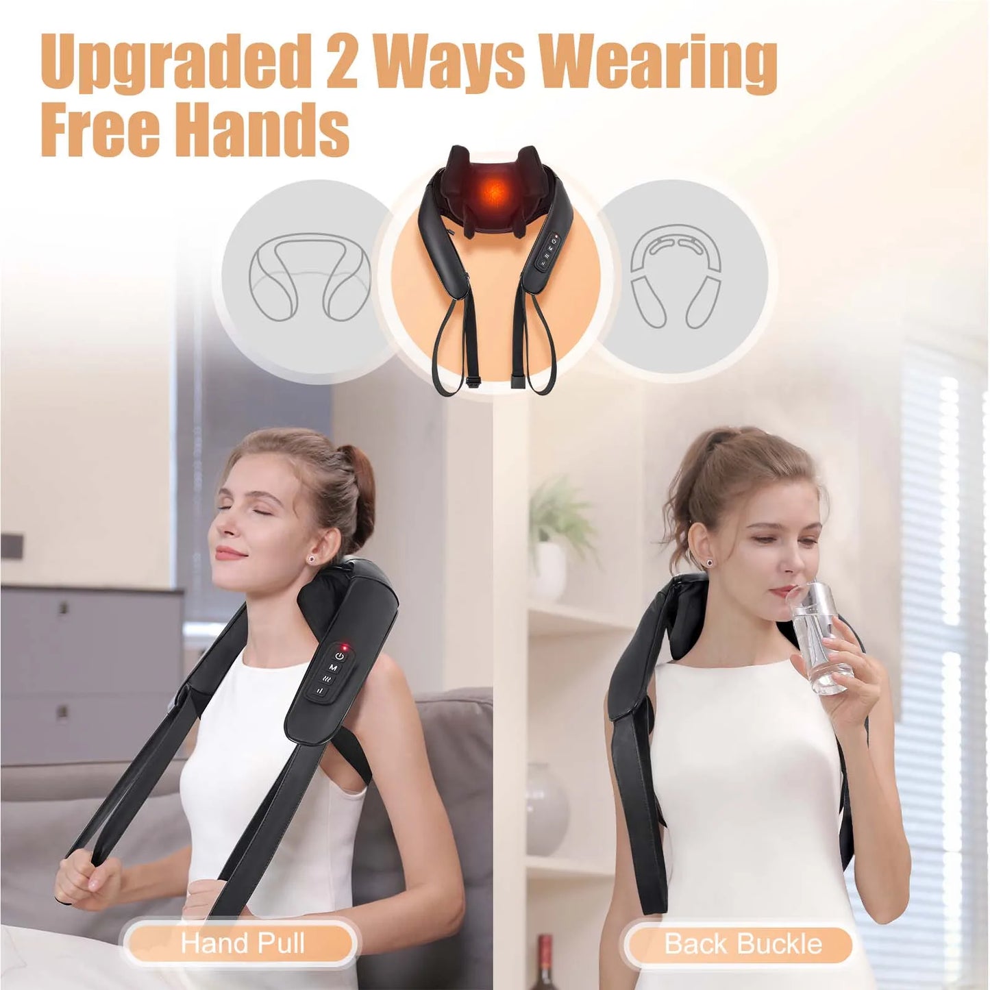 MASGREE Shiatsu Cordless Back Neck Shoulder Massager With Heat