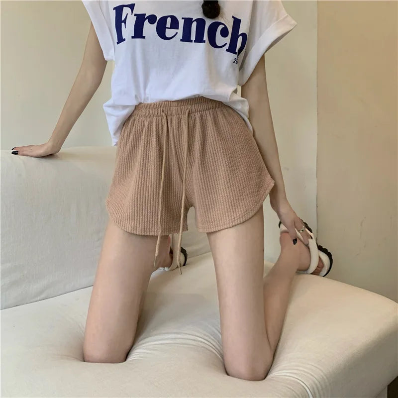 Women Yoga Shorts Breathable Mid Waist Casual Wide Leg